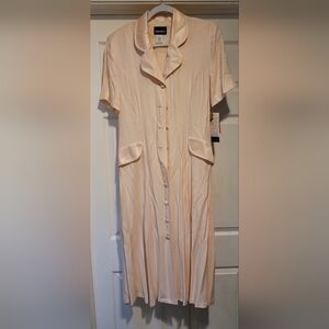 Beige Button-Up Dress